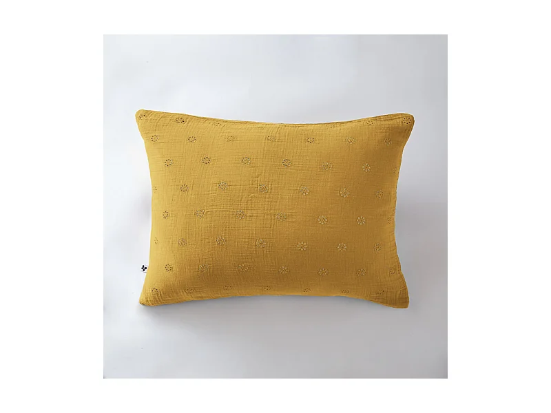 Taie d'oreiller Brodée Déco "Gaïa Boho" 60 x 60 cm & 50 x 70 cm "Gaze de Coton"