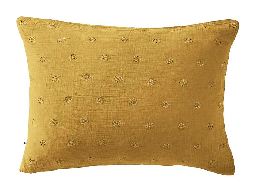 Taie d'oreiller Brodée Déco "Gaïa Boho" 60 x 60 cm & 50 x 70 cm "Gaze de Coton" l'Effet Papillon