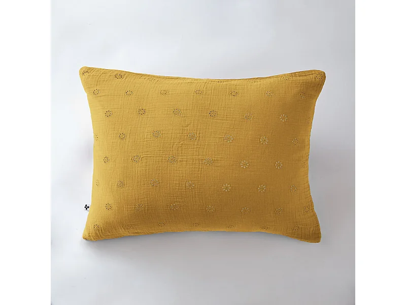 Taie d'oreiller Brodée Déco "Gaïa Boho" 60 x 60 cm & 50 x 70 cm "Gaze de Coton"