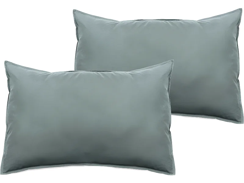 Lot de 2 taies d'oreiller Palace pur coton teint lavé 63 fils/cm² Vent du sud