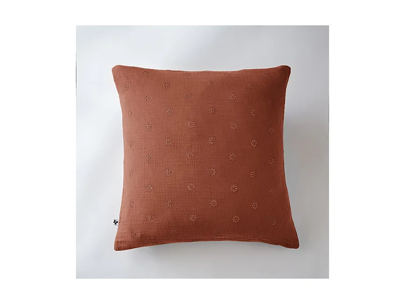 Taie d'oreiller Brodée Déco "Gaïa Boho" 60 x 60 cm & 50 x 70 cm "Gaze de Coton"