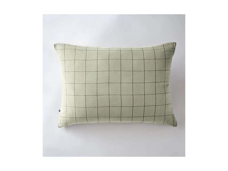 Taie d'oreiller Tissé-teint grands carreaux Déco "Gaïa Match" 60 x 60 cm & 50 x 70 cm "Gaze de Coton"