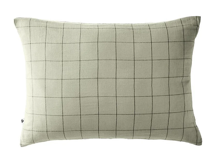 Taie d'oreiller Tissé-teint grands carreaux Déco "Gaïa Match" 60 x 60 cm & 50 x 70 cm "Gaze de Coton" l'Effet Papillon