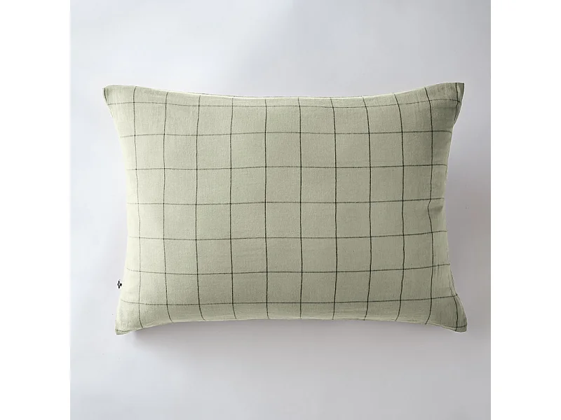 Taie d'oreiller Tissé-teint grands carreaux Déco "Gaïa Match" 60 x 60 cm & 50 x 70 cm "Gaze de Coton"