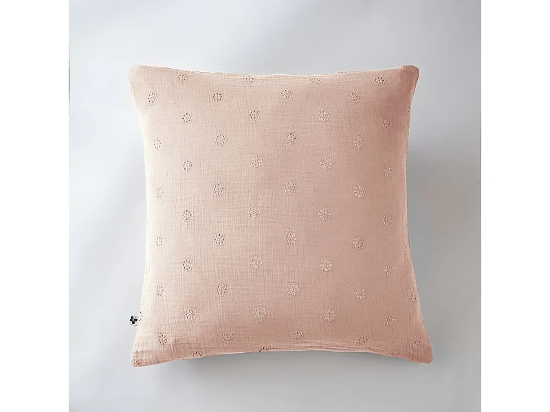 Taie d'oreiller Brodée Déco "Gaïa Boho" 60 x 60 cm & 50 x 70 cm "Gaze de Coton"