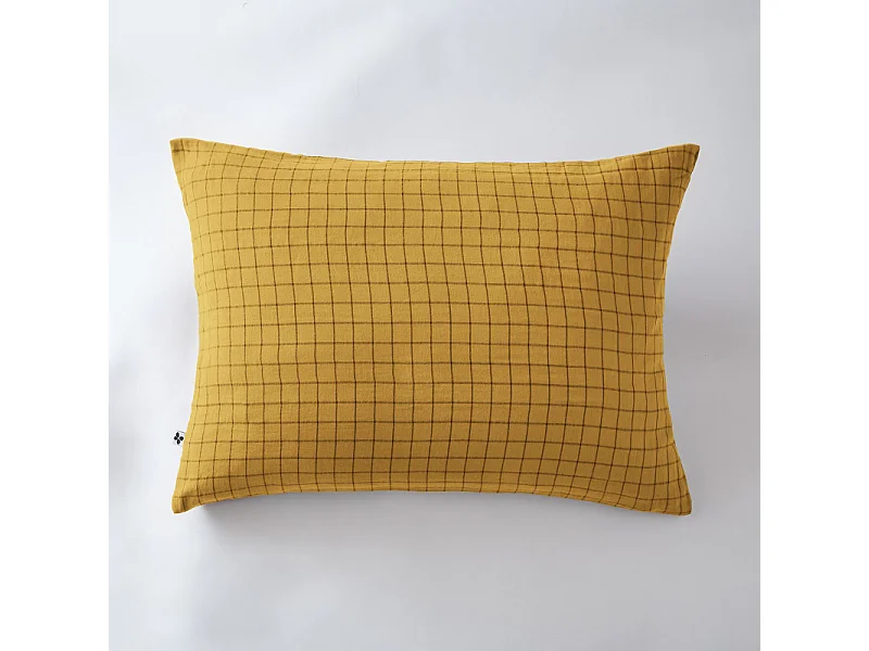 Taie d'oreiller Tissé-teint petits carreaux Déco "Gaïa Mix" 60 x 60 cm & 50 x 70 cm "Gaze de Coton"