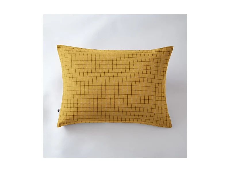 Taie d'oreiller Tissé-teint petits carreaux Déco "Gaïa Mix" 60 x 60 cm & 50 x 70 cm "Gaze de Coton"