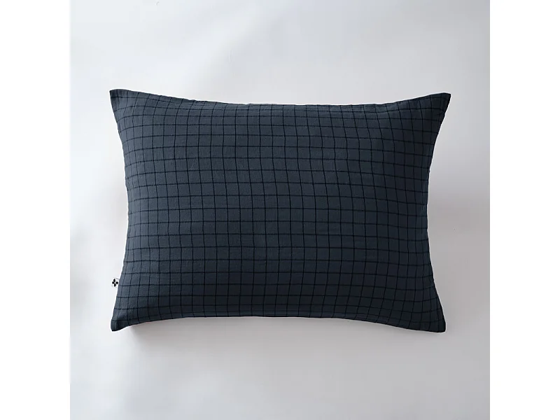 Taie d'oreiller Tissé-teint petits carreaux Déco "Gaïa Mix" 60 x 60 cm & 50 x 70 cm "Gaze de Coton"