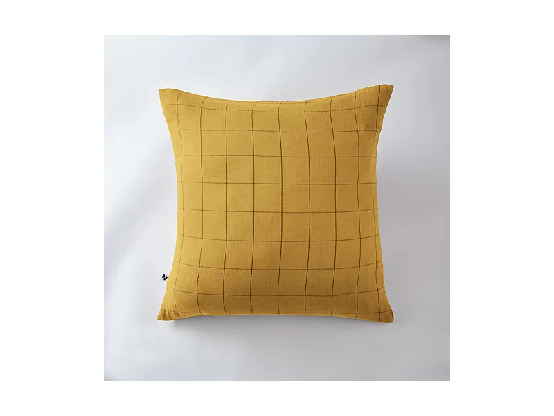 Taie d'oreiller Tissé-teint grands carreaux Déco "Gaïa Match" 60 x 60 cm & 50 x 70 cm "Gaze de Coton"