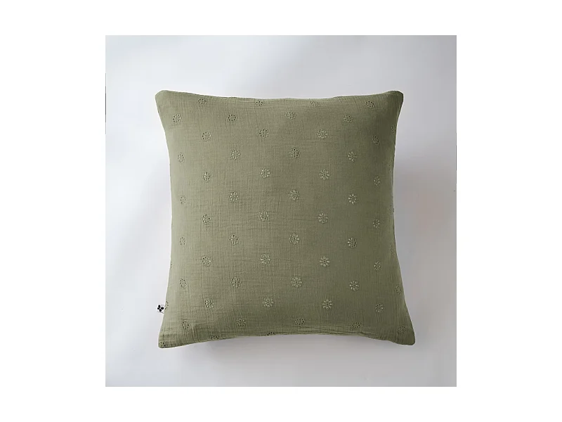 Taie d'oreiller Brodée Déco "Gaïa Boho" 60 x 60 cm & 50 x 70 cm "Gaze de Coton"