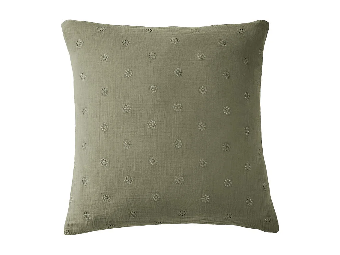 Taie d'oreiller Brodée Déco "Gaïa Boho" 60 x 60 cm & 50 x 70 cm "Gaze de Coton" l'Effet Papillon