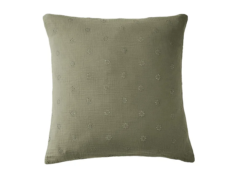 Taie d'oreiller Brodée Déco "Gaïa Boho" 60 x 60 cm & 50 x 70 cm "Gaze de Coton" l'Effet Papillon