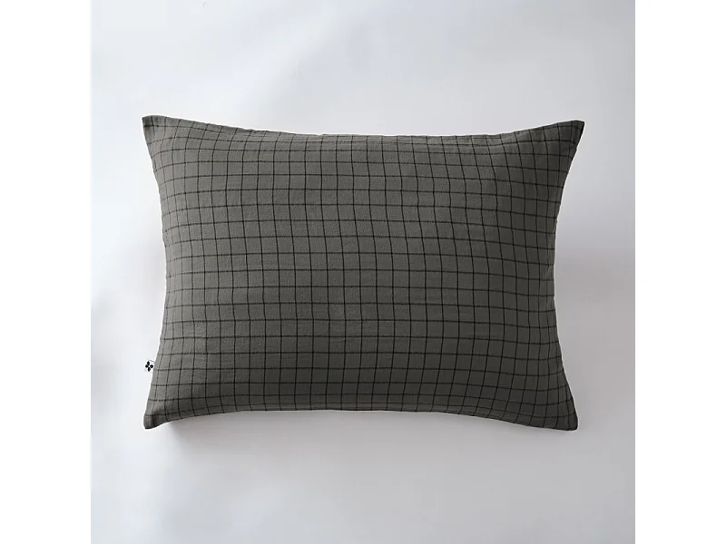 Taie d'oreiller Tissé-teint petits carreaux Déco "Gaïa Mix" 60 x 60 cm & 50 x 70 cm "Gaze de Coton"