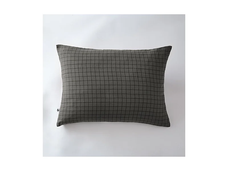 Taie d'oreiller Tissé-teint petits carreaux Déco "Gaïa Mix" 60 x 60 cm & 50 x 70 cm "Gaze de Coton"