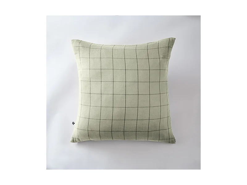Taie d'oreiller Tissé-teint grands carreaux Déco "Gaïa Match" 60 x 60 cm & 50 x 70 cm "Gaze de Coton"