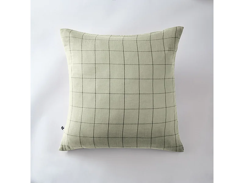 Taie d'oreiller Tissé-teint grands carreaux Déco "Gaïa Match" 60 x 60 cm & 50 x 70 cm "Gaze de Coton"