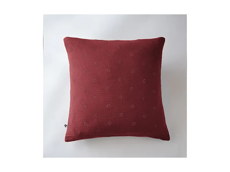 Taie d'oreiller Brodée Déco "Gaïa Boho" 60 x 60 cm & 50 x 70 cm "Gaze de Coton"