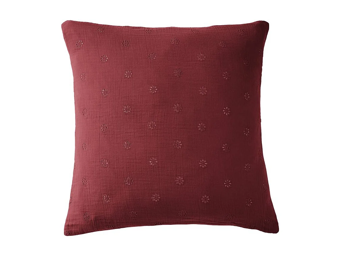 Taie d'oreiller Brodée Déco "Gaïa Boho" 60 x 60 cm & 50 x 70 cm "Gaze de Coton" l'Effet Papillon