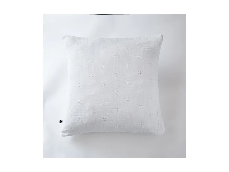 Taie d'oreiller Brodée Déco "Gaïa Boho" 60 x 60 cm & 50 x 70 cm "Gaze de Coton"