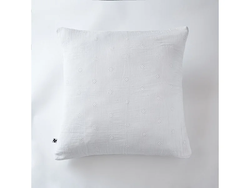 Taie d'oreiller Brodée Déco "Gaïa Boho" 60 x 60 cm & 50 x 70 cm "Gaze de Coton"