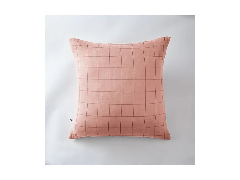 Taie d'oreiller Tissé-teint grands carreaux Déco "Gaïa Match" 60 x 60 cm & 50 x 70 cm "Gaze de Coton"