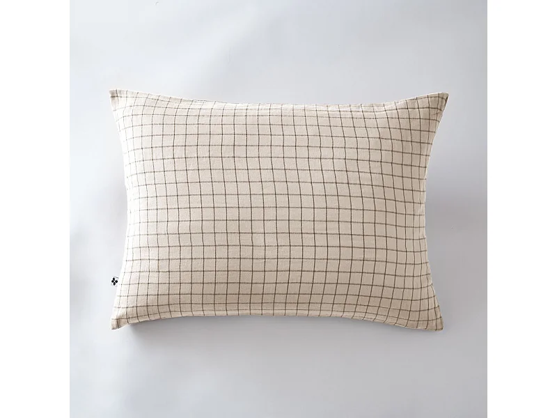 Taie d'oreiller Tissé-teint petits carreaux Déco "Gaïa Mix" 60 x 60 cm & 50 x 70 cm "Gaze de Coton"