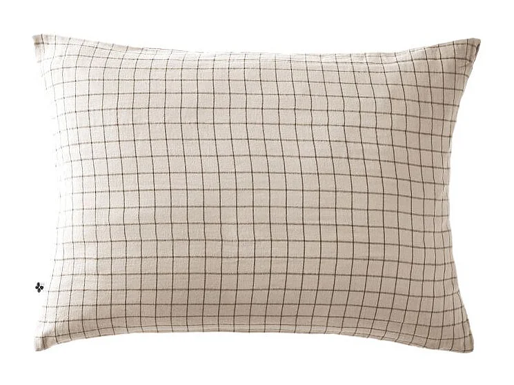 Taie d'oreiller Tissé-teint petits carreaux Déco "Gaïa Mix" 60 x 60 cm & 50 x 70 cm "Gaze de Coton" l'Effet Papillon