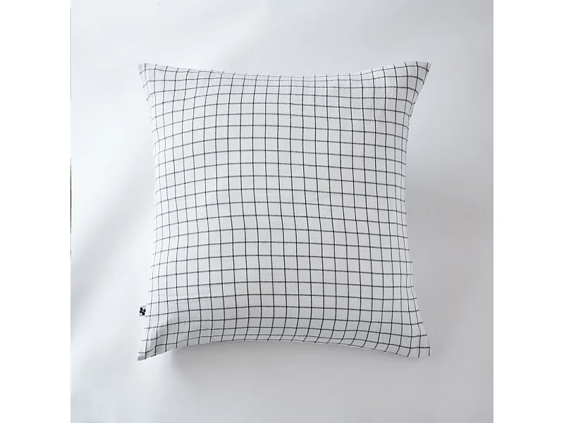 Taie d'oreiller Tissé-teint petits carreaux Déco "Gaïa Mix" 60 x 60 cm & 50 x 70 cm "Gaze de Coton"