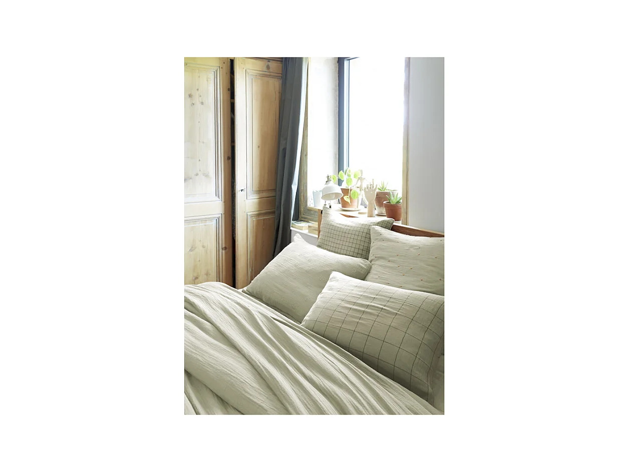 Taie d'oreiller Brodée Déco "Gaïa Boho" 60 x 60 cm & 50 x 70 cm "Gaze de Coton"