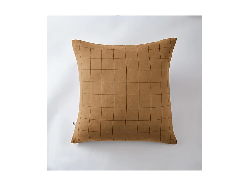 Taie d'oreiller Tissé-teint grands carreaux Déco "Gaïa Match" 60 x 60 cm & 50 x 70 cm "Gaze de Coton"
