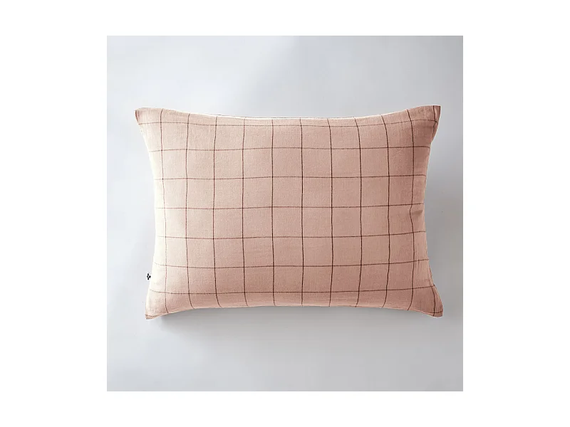 Taie d'oreiller Tissé-teint grands carreaux Déco "Gaïa Match" 60 x 60 cm & 50 x 70 cm "Gaze de Coton"