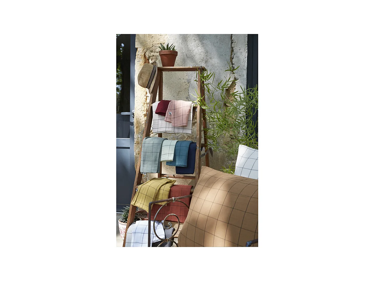 Taie d'oreiller Tissé-teint grands carreaux Déco "Gaïa Match" 60 x 60 cm & 50 x 70 cm "Gaze de Coton"