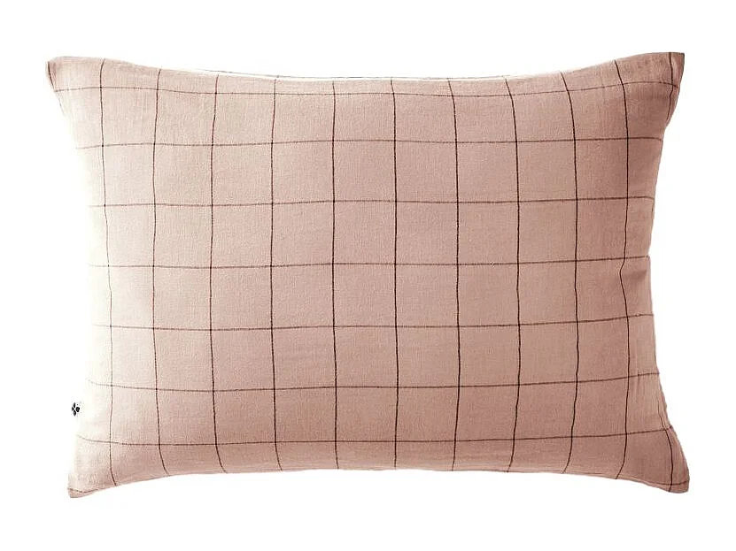 Taie d'oreiller Tissé-teint grands carreaux Déco "Gaïa Match" 60 x 60 cm & 50 x 70 cm "Gaze de Coton" l'Effet Papillon