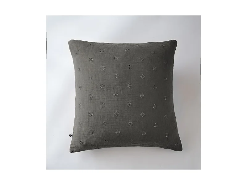 Taie d'oreiller Brodée Déco "Gaïa Boho" 60 x 60 cm & 50 x 70 cm "Gaze de Coton"