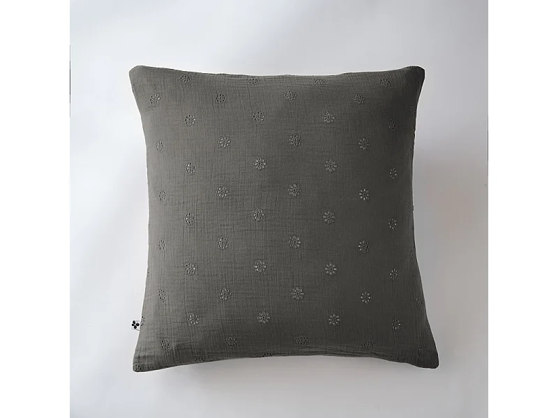 Taie d'oreiller Brodée Déco "Gaïa Boho" 60 x 60 cm & 50 x 70 cm "Gaze de Coton"