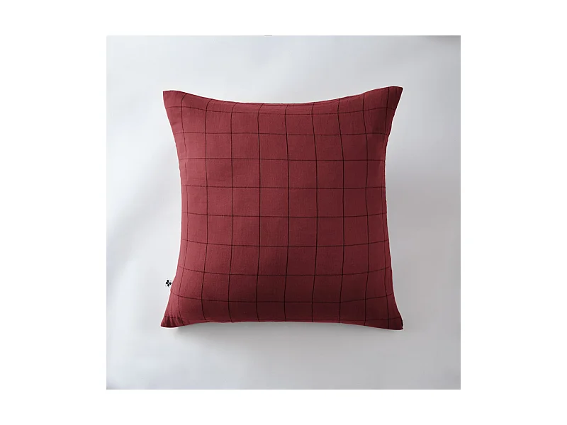 Taie d'oreiller Tissé-teint grands carreaux Déco "Gaïa Match" 60 x 60 cm & 50 x 70 cm "Gaze de Coton"