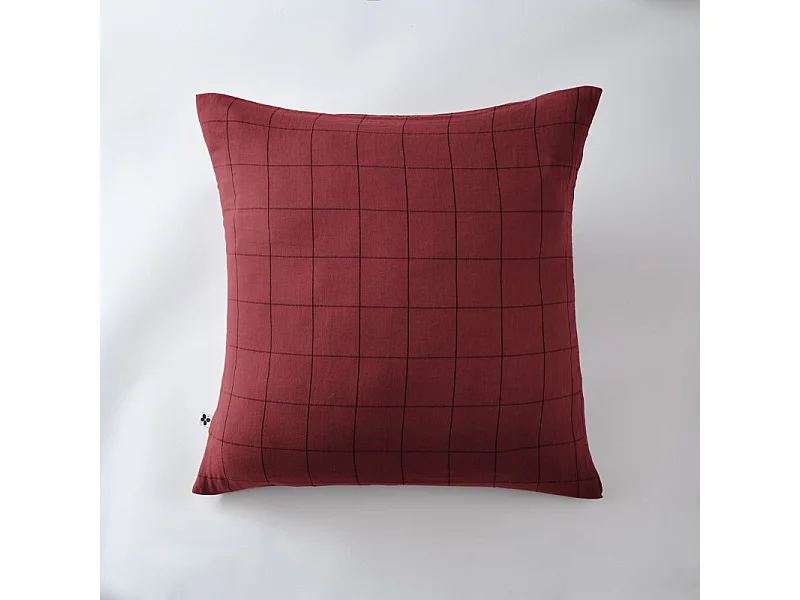 Taie d'oreiller Tissé-teint grands carreaux Déco "Gaïa Match" 60 x 60 cm & 50 x 70 cm "Gaze de Coton"
