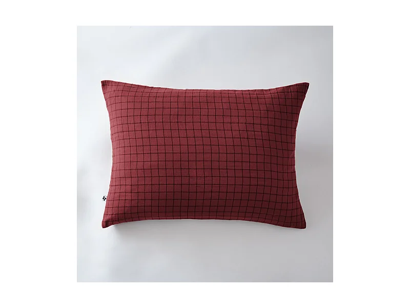 Taie d'oreiller Tissé-teint petits carreaux Déco "Gaïa Mix" 60 x 60 cm & 50 x 70 cm "Gaze de Coton"