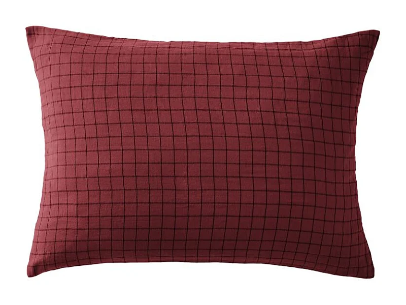 Taie d'oreiller Tissé-teint petits carreaux Déco "Gaïa Mix" 60 x 60 cm & 50 x 70 cm "Gaze de Coton" l'Effet Papillon