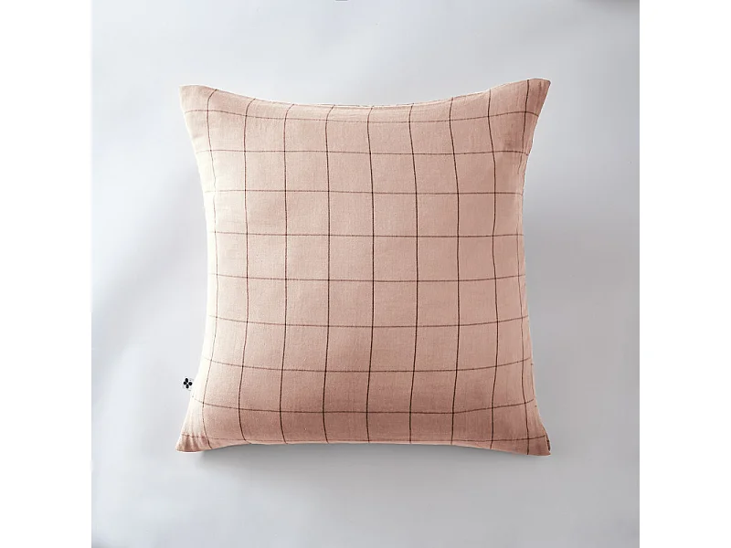 Taie d'oreiller Tissé-teint grands carreaux Déco "Gaïa Match" 60 x 60 cm & 50 x 70 cm "Gaze de Coton"