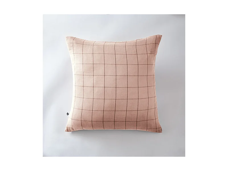 Taie d'oreiller Tissé-teint grands carreaux Déco "Gaïa Match" 60 x 60 cm & 50 x 70 cm "Gaze de Coton"