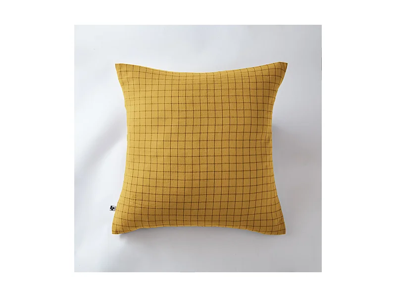 Taie d'oreiller Tissé-teint petits carreaux Déco "Gaïa Mix" 60 x 60 cm & 50 x 70 cm "Gaze de Coton"