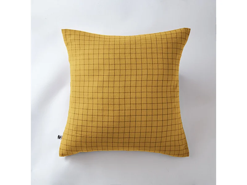Taie d'oreiller Tissé-teint petits carreaux Déco "Gaïa Mix" 60 x 60 cm & 50 x 70 cm "Gaze de Coton"