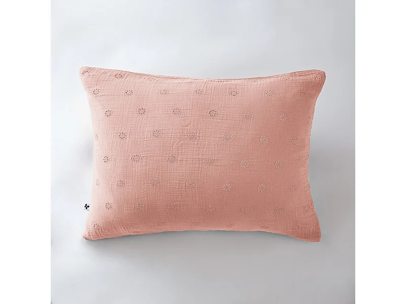 Taie d'oreiller Brodée Déco "Gaïa Boho" 60 x 60 cm & 50 x 70 cm "Gaze de Coton"