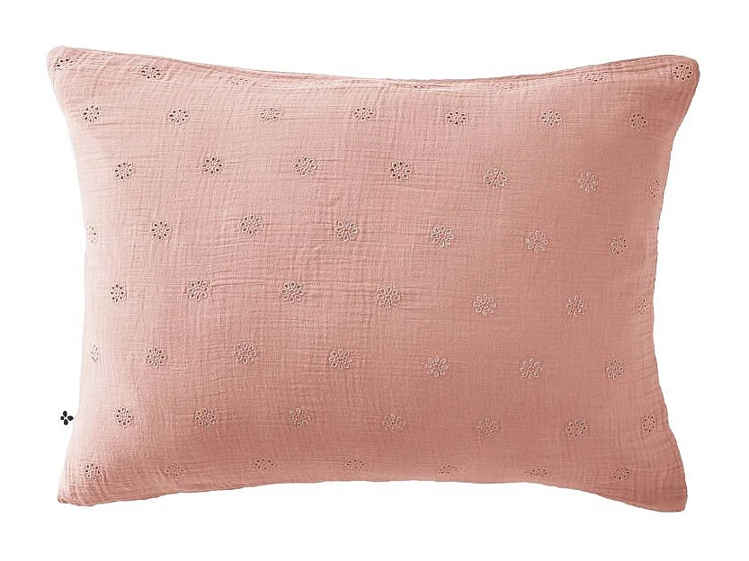 Taie d'oreiller Brodée Déco "Gaïa Boho" 60 x 60 cm & 50 x 70 cm "Gaze de Coton" l'Effet Papillon