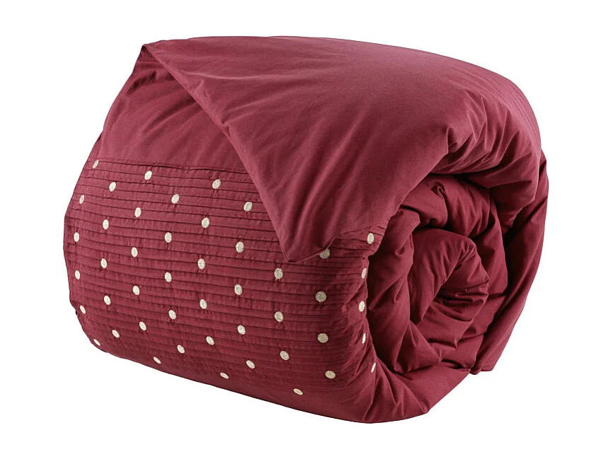 Housse de couette "Agathe" toutes dimensions avec plis religieuses et pois brodés