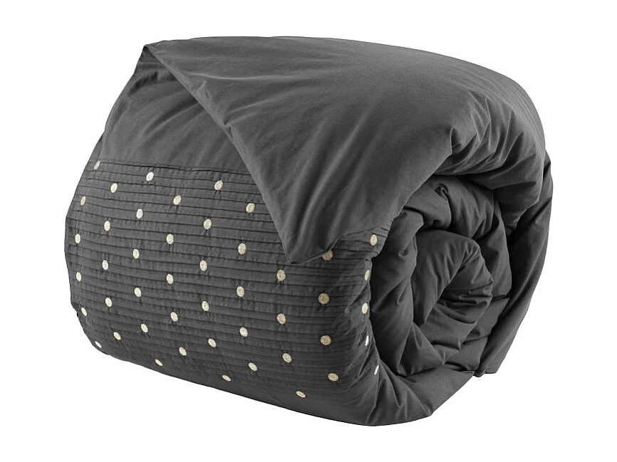 Housse de couette "Agathe" toutes dimensions avec plis religieuses et pois brodés