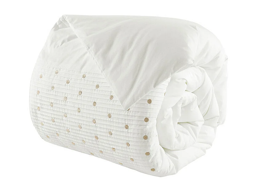 Housse de couette "Agathe" toutes dimensions avec plis religieuses et pois brodés