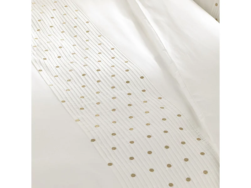 Housse de couette "Agathe" toutes dimensions avec plis religieuses et pois brodés