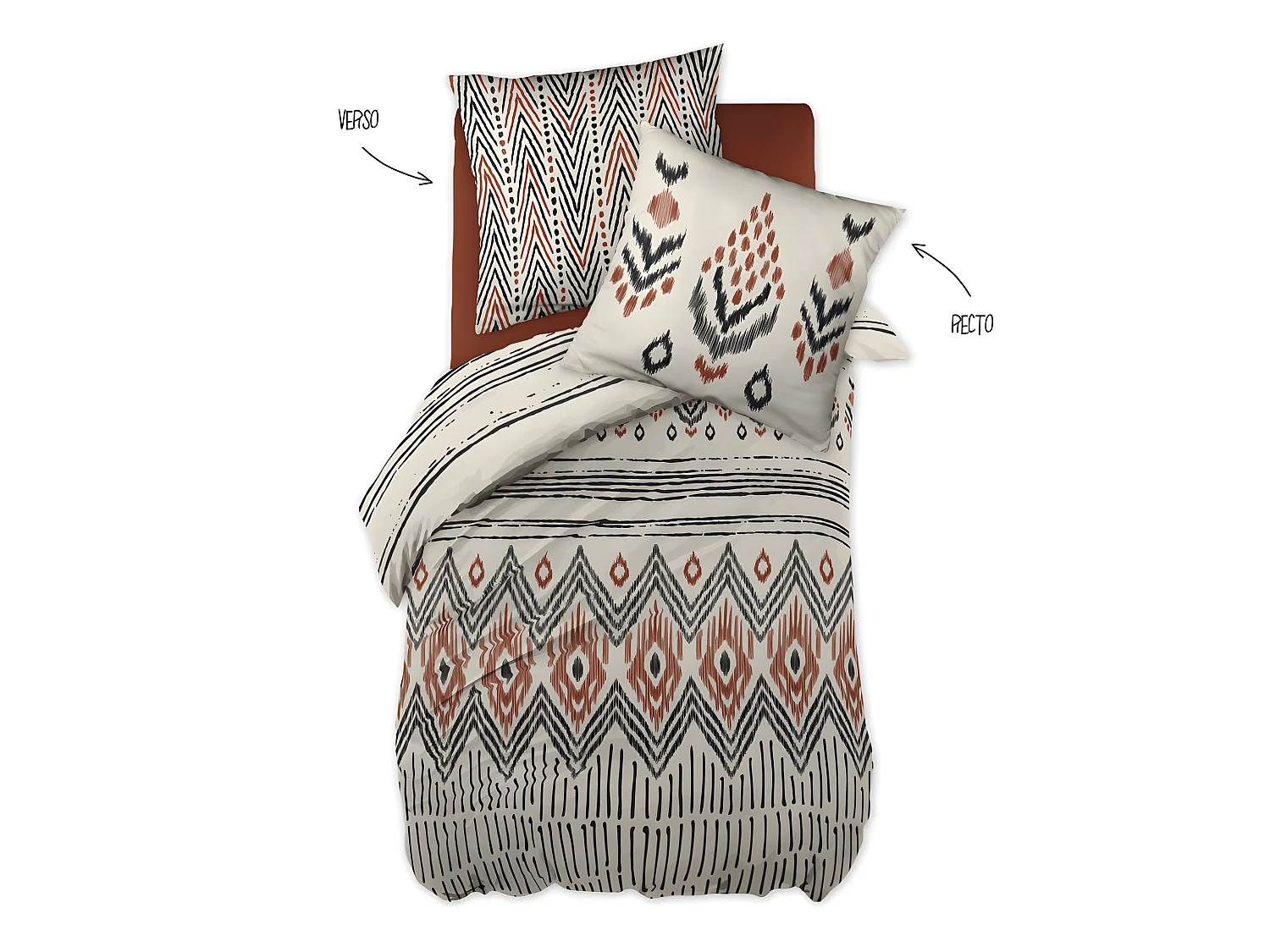 Parure de couette 140 x 200 "Minots" Réversible 100% Coton / 57 Fils/cm²